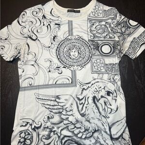 Versace Baroque Graphic T-Shirt - Black and White